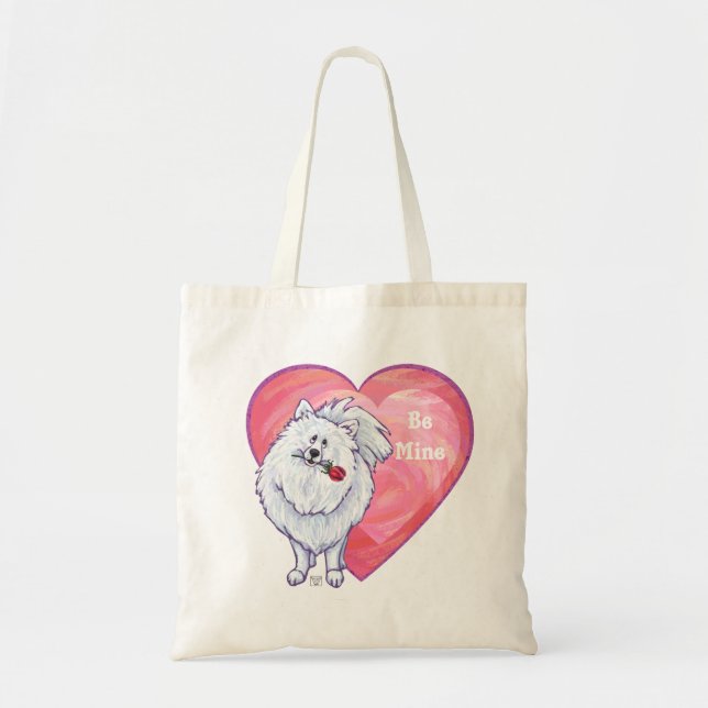 Bolsa Tote Dia de os namorados Pomerano Branco (Frente)