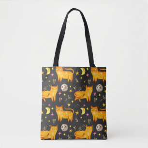 Bolsa Tote Dia de os namorados sem costura com gatos, estrela