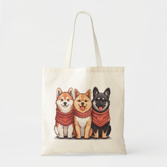 Bolsa Tote Dia de os namorados Shiba Inu Dogs (Frente)