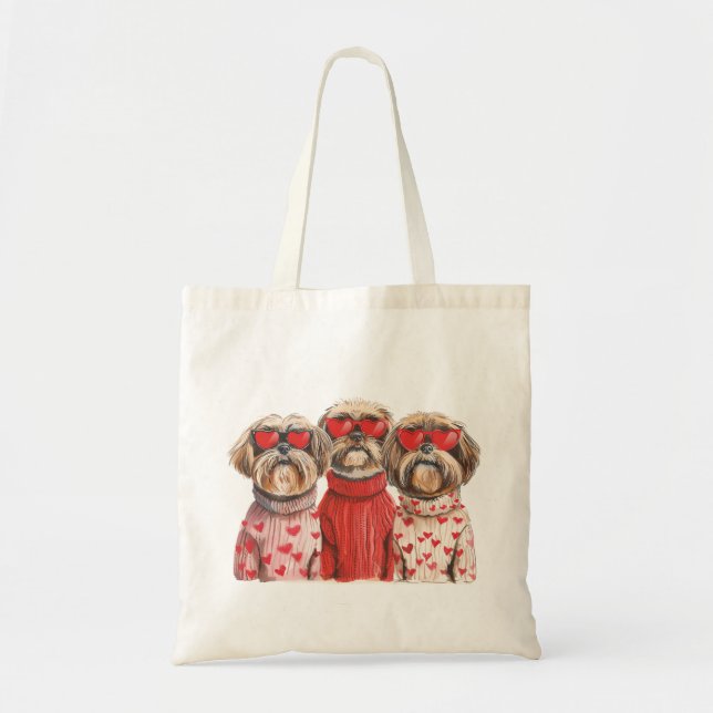 Bolsa Tote Dia de os namorados Shih Tzu Dogs (Frente)