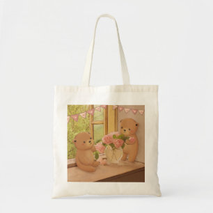Bolsa Tote Dia de os namorados: Ursos e Flores de Teddy