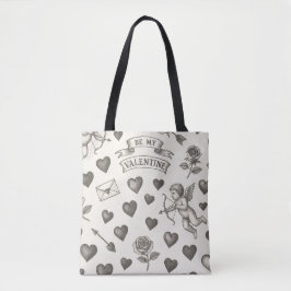 Bolsa Tote Dia de os namorados Vintage Pattern Hearts Rosas C