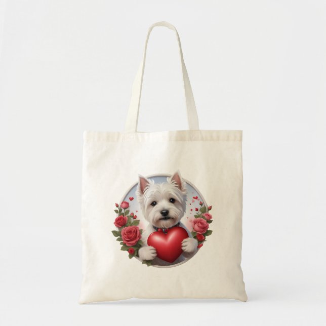 Bolsa Tote Dia de os namorados Westie de coração (Frente)