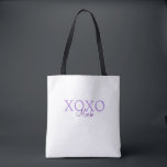 Bolsa Tote Dia de os namorados Xoxo adicione nome pastel roxo<br><div class="desc">design</div>