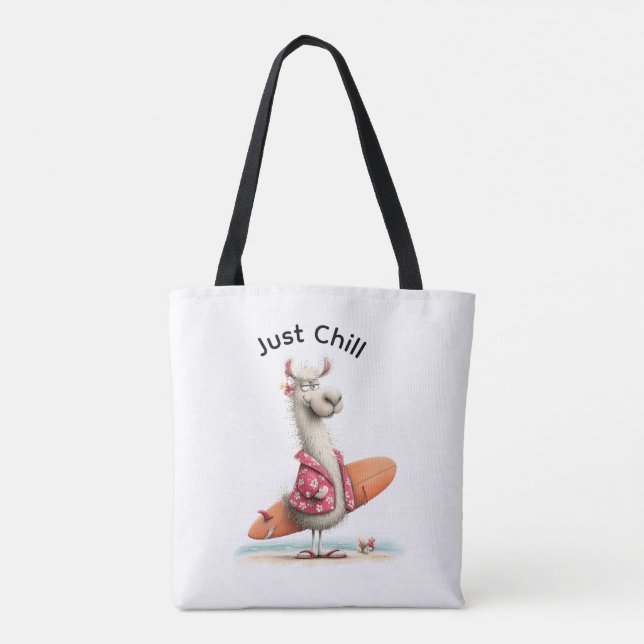 Bolsa Tote Dia de Praia Divertido de Animais Fantasiosos (Verso)