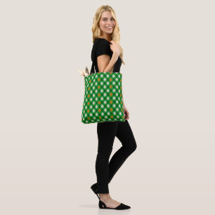 Bolsa Tote Dia de São Patrício argyle colorido irlandês