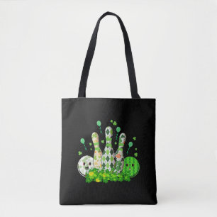 Bolsa Tote Dia de São Patrício bola de boliche Shamrock Lepre