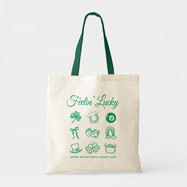 Bolsa Tote Dia de São Patrício Cute Doodle Art Lucky Irish (Frente)
