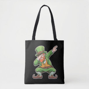 Bolsa Tote Dia de São Patrício Dab Dabbing Leprechaun Em Verd