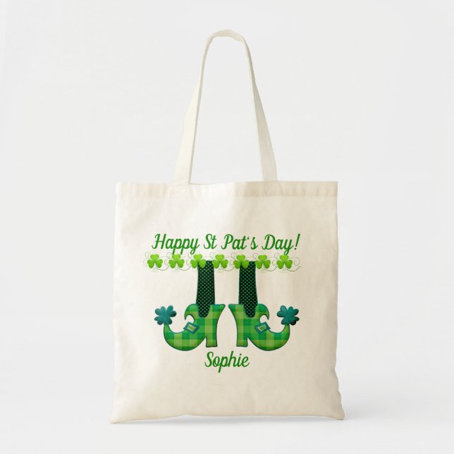 Bolsa Tote Dia de São Patrício do Calçado Leprechaun (Frente)