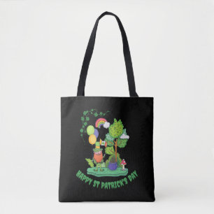 Bolsa Tote Dia de São Patrício Feliz Gnome do Arco-Íris Cute