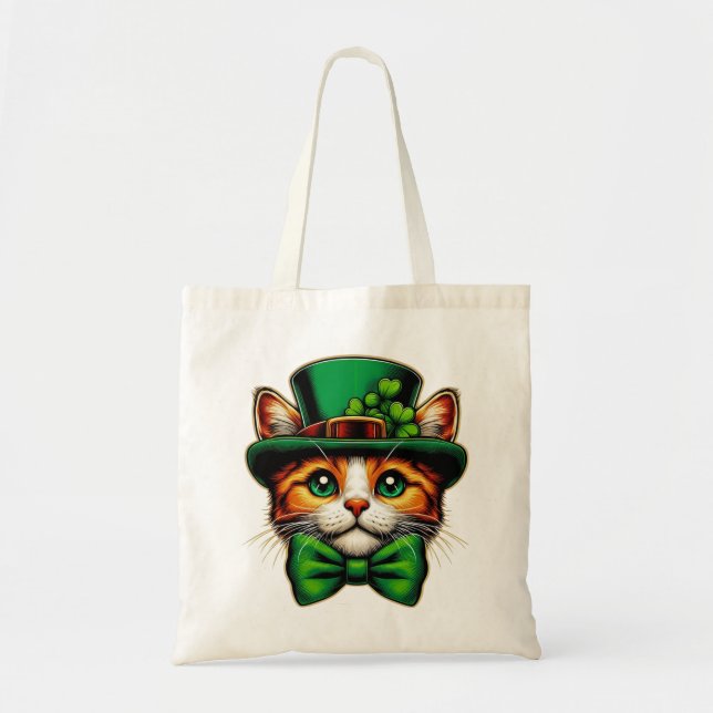 Bolsa Tote Dia de São Patrício, gato/gatinho (Frente)