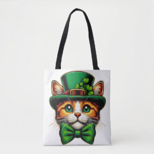 Bolsa Tote Dia de São Patrício, gato/gatinho