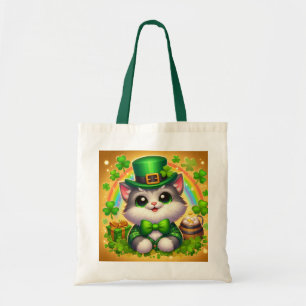 Bolsa Tote Dia de São Patrício, gato/gatinho