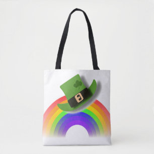 Bolsa Tote Dia de São Patrício Hat e Arco-íris
