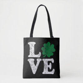 Bolsa Tote Dia de São Patrício LOVE Shamrock Irish