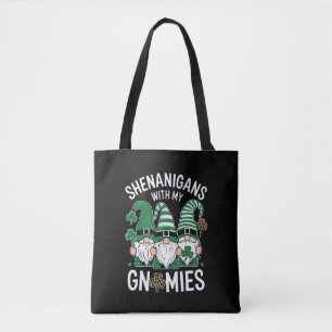 Bolsa Tote Dia de São Patrício Shamrock Sortudo Gnomos Leopar