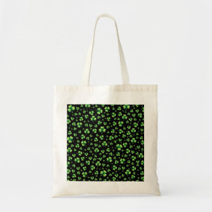 Bolsa Tote Dia de São Patrício Trevo de Aquarela em preto