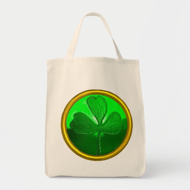 BOLSA TOTE DIA DE SÃO PATRÍCIO VERDE SHAMROCK GEMSTONE JEWEL (Frente)