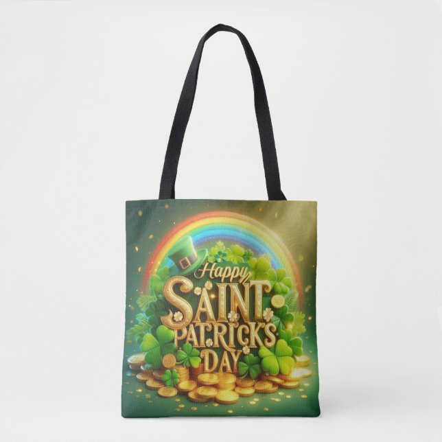 Bolsa Tote Dia de São Patrick, um belo arco-íris (Frente)