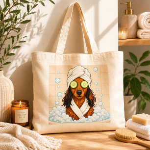 Bolsa Tote Dia de Spa Divertido para Cachorro com Olhos de Pe