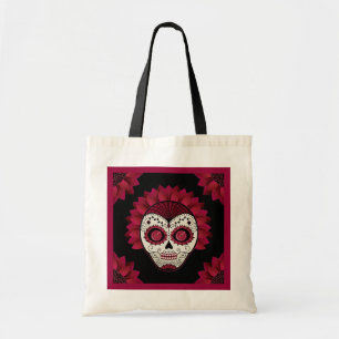 Bolsa Tote Dia do crânio decorativo inoperante da flor do