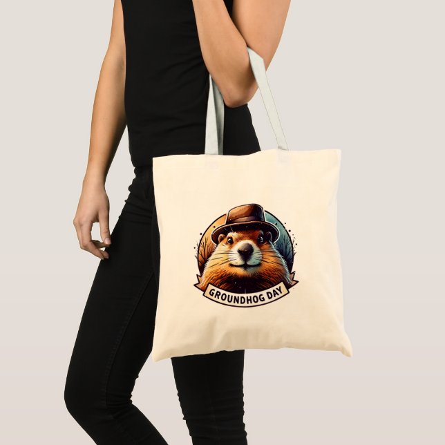 Bolsa Tote Dia do Groundhog, Groundhog, (Frente (produto))