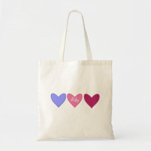 Bolsa Tote Dia do Namorados bonito Rosa e Corações Azuis