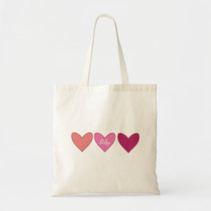 Bolsa Tote Dia do Namorados de Corações Rosa e Pêssegos bonit