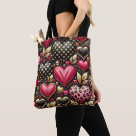 Bolsa Tote DIA DOS NAMORADOS AMOR CORAÇÕES VERMELHO ROSA Dour