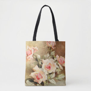 Bolsa Tote Dia dos Namorados Amor Romântico Rosas Rosa Vintag
