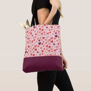 Bolsa Tote Dia dos Namorados Corações Vermelhos e Rosas em Bl