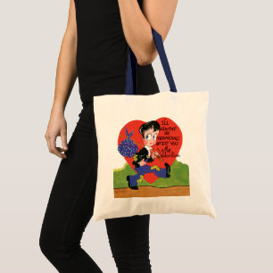 Bolsa Tote Dia dos Namorados retrô, coração de menino vagabun