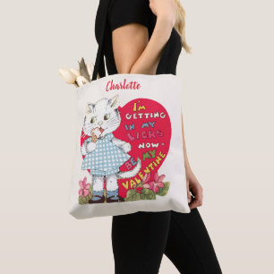 Bolsa Tote Dia dos Namorados Retrô Gatinho Vintage Comendo So