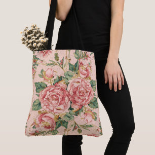 Bolsa Tote Dia dos Namorados Romântico com Rosas Lindas,Rosa
