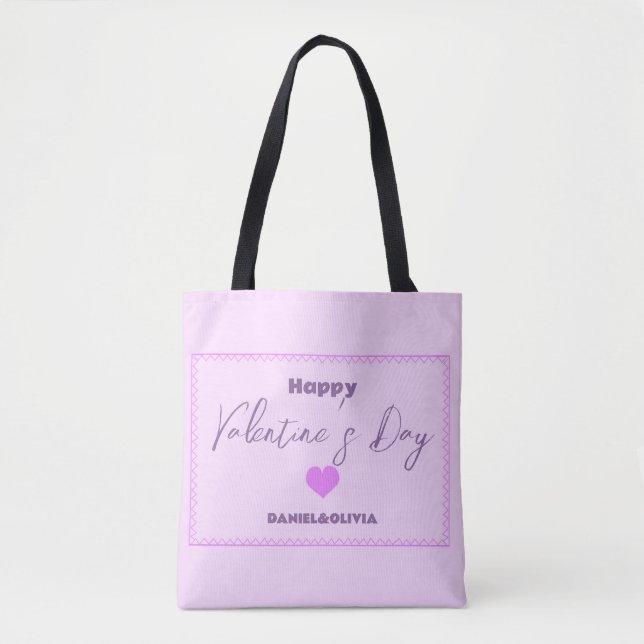 Bolsa Tote Dia dos Namorados Rosa - Roxo (Frente)