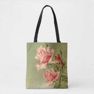 Bolsa Tote Dia dos Namorados Rosa Vintage Vitoriano Jardim Ro