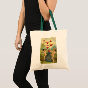 Bolsa Tote Dia dos Namorados Vintage, Corações de Querubins V