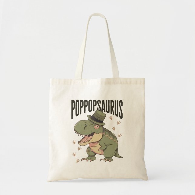 Bolsa Tote Dia dos Pais Avô Dinossauro Poppopsaurus (Frente)
