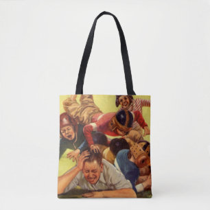 Bolsa Tote Dia dos Pais Vintage, Futebol Crianças e Cachorro