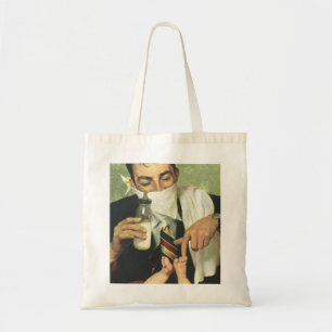 Bolsa Tote Dia dos Pais Vintage, Pai dando mamadeira ao Bebê