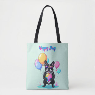 Bolsa Tote Dia Feliz do Bulldog Francês Bulldogue Francês