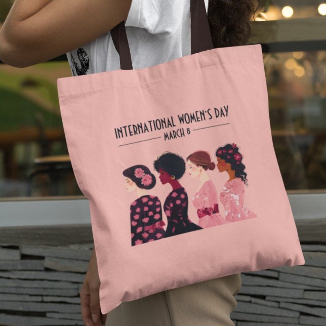 Bolsa Tote Dia Internacional da Mulher: Mulheres Globais Rosa (Criador carregado)