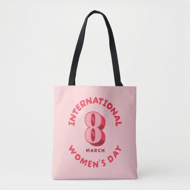 Bolsa Tote Dia Internacional da Mulher Rosa, 8 de março (Frente)