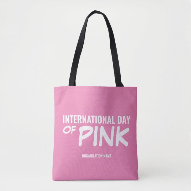 Bolsa Tote Dia Internacional do Rosa Personalizável (Frente)