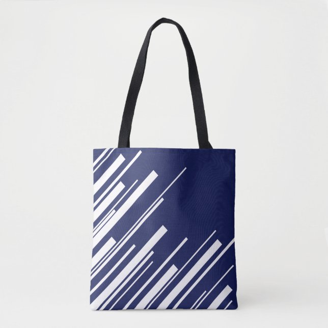 Bolsa Tote Diagonais - Azul e Branco (Frente)