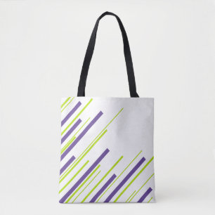Bolsa Tote Diagonais em Verde limão e Roxo