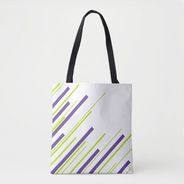 Bolsa Tote Diagonais em Verde limão e Roxo (Frente)