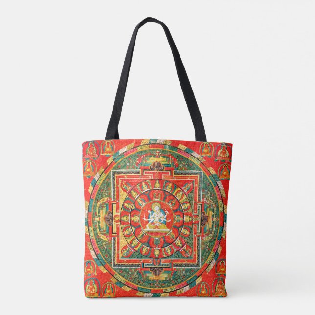 Bolsa Tote Diagrama Cósmico de Mandala para a Meditação (Verso)