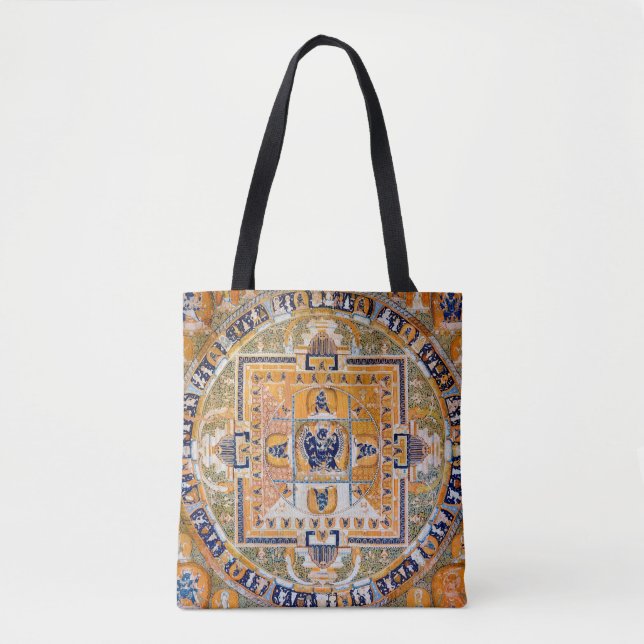 Bolsa Tote Diagrama Cósmico de Mandala para a Meditação (Frente)